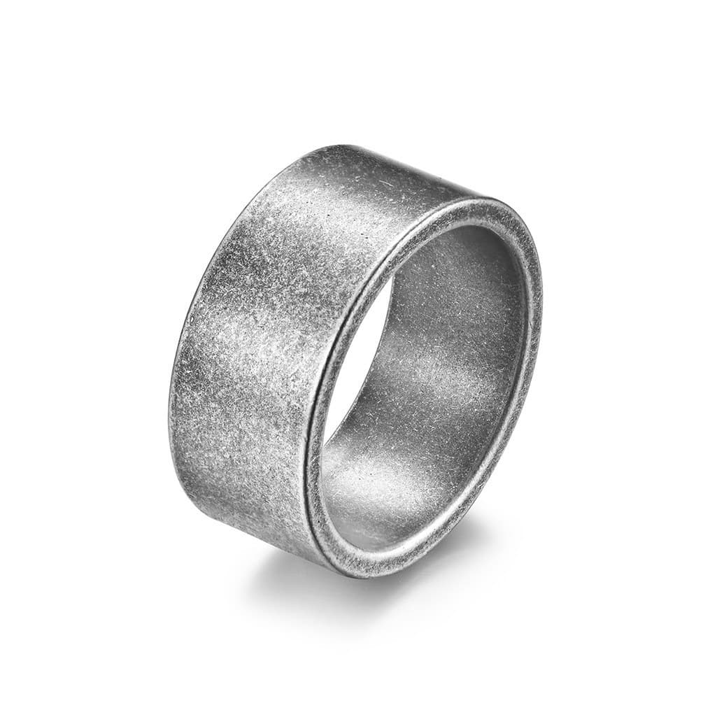 Men's Jewelry 10mm Wide Simple Flat Inside And Outside Matte Brushed Titanium Steel Ring Retro Silver Men's Trendy Hip Hop Ring Bracelet