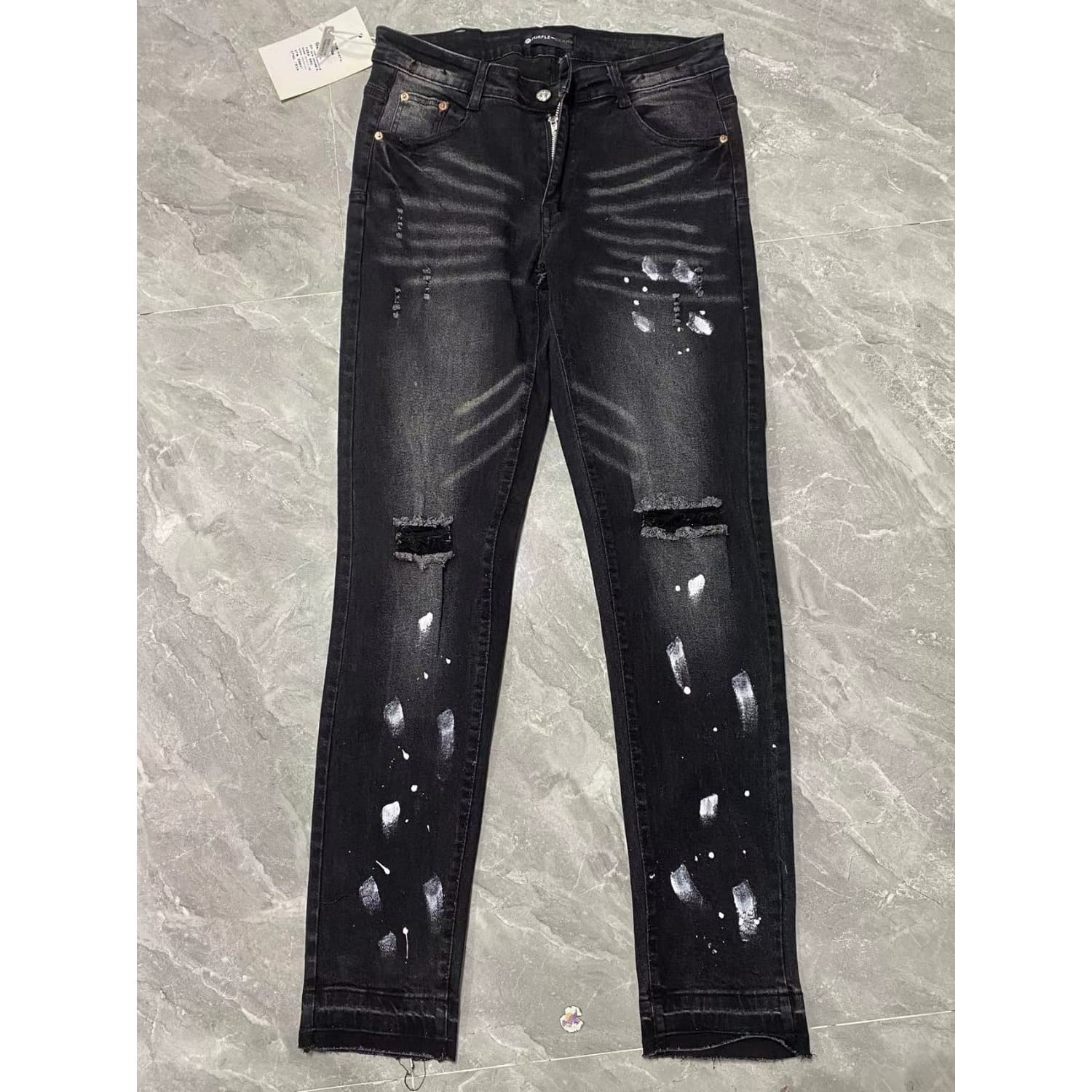 Streetwear Splatter Jeans – Slim Fit Spray-Paint Denim With Urban Graffiti Edge (S-3XL, Stretch Washed Black, Unisex Skinny Fit)​