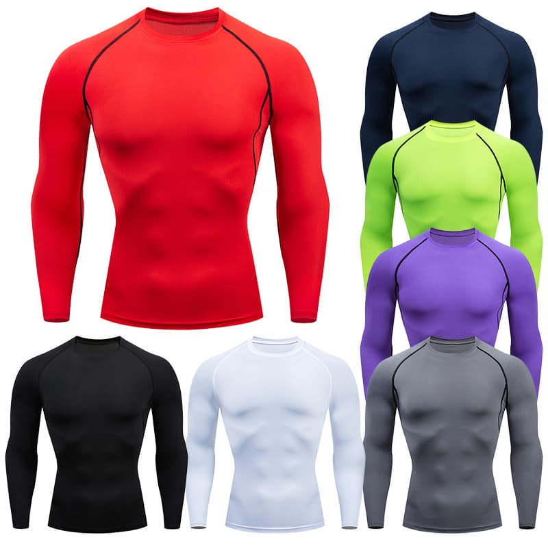 Men's Clothing of men's fitness clothing sports tight long sleeve quick-drying breathable stretch running T-shirt compression cycling clothing