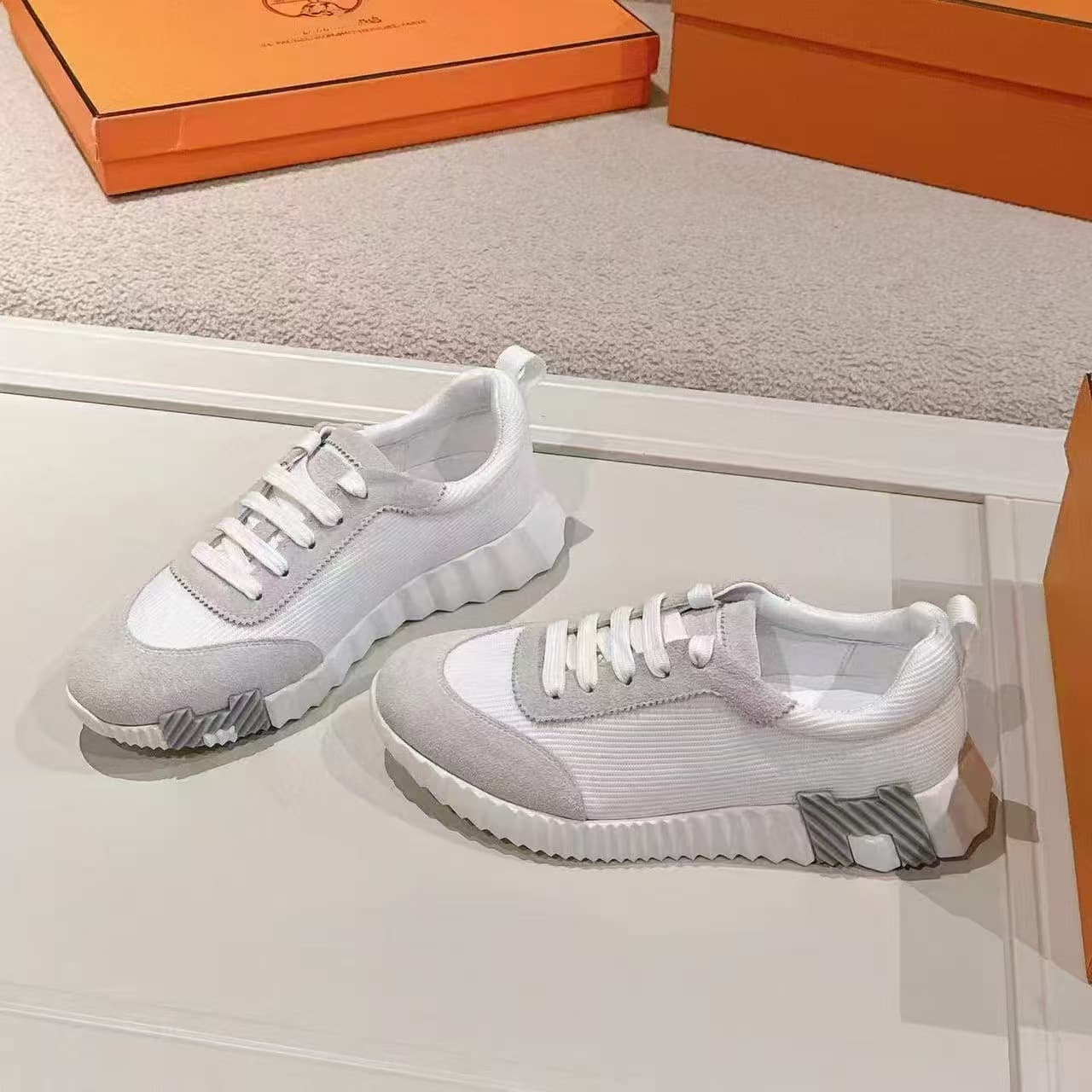 Chaussures blanches respirantes et polyvalentes en cuir véritable de marque H, baskets noires pour femmes et hommes