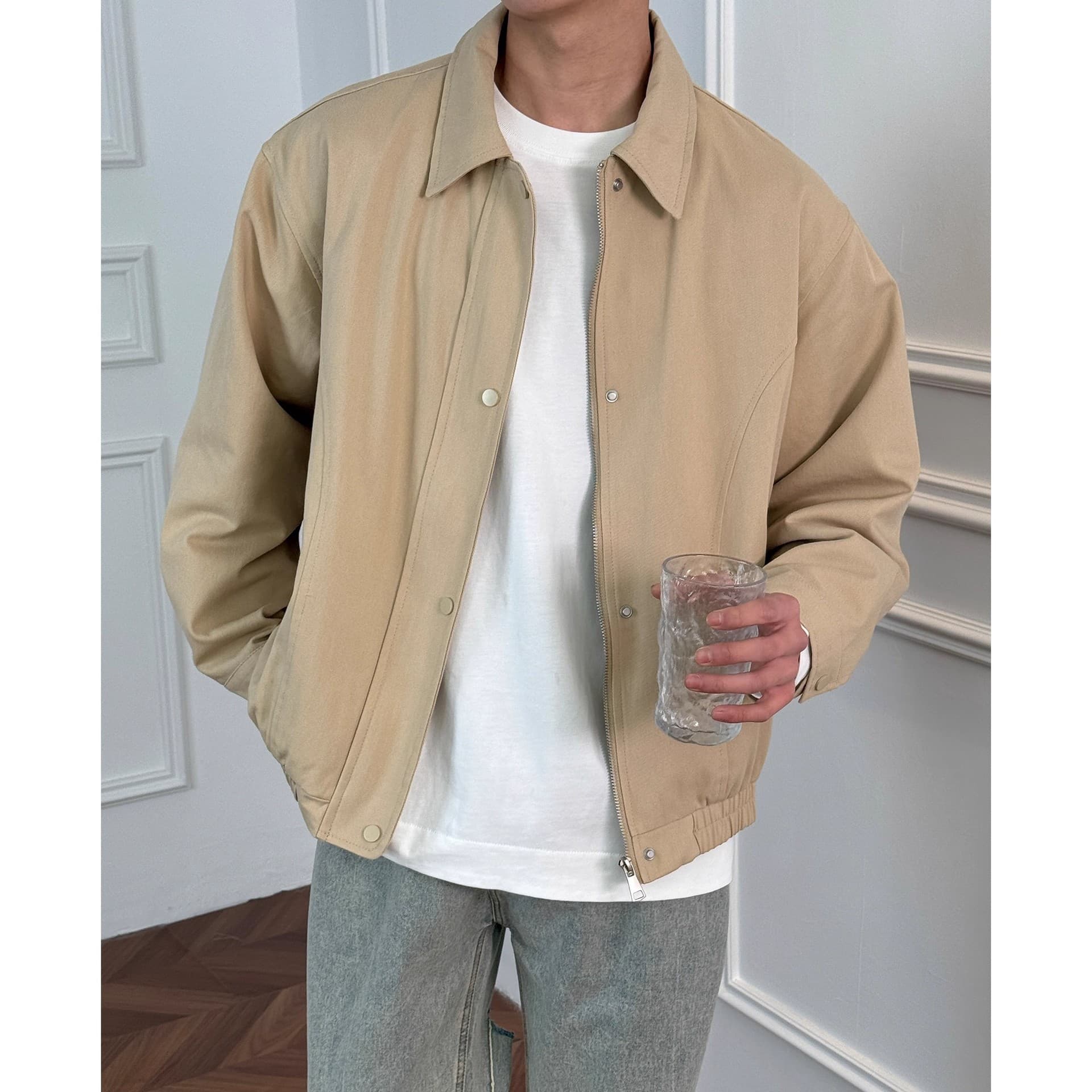 ​​Men’s Premium Harrington Jacket – Classic Workwear Style (Khaki, M-XXL)​​