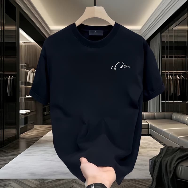 Men's Pure Cotton Round Neck T-Shirt Summer Trend Loose Short Sleeve Casual Top For Youth