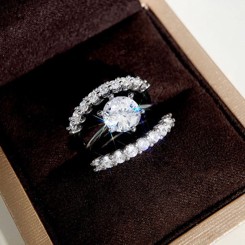 Silver New Fashionable OL Three Sets Of Rings For Women, Luxurious Wearing, High Beauty Index Finger Ring
