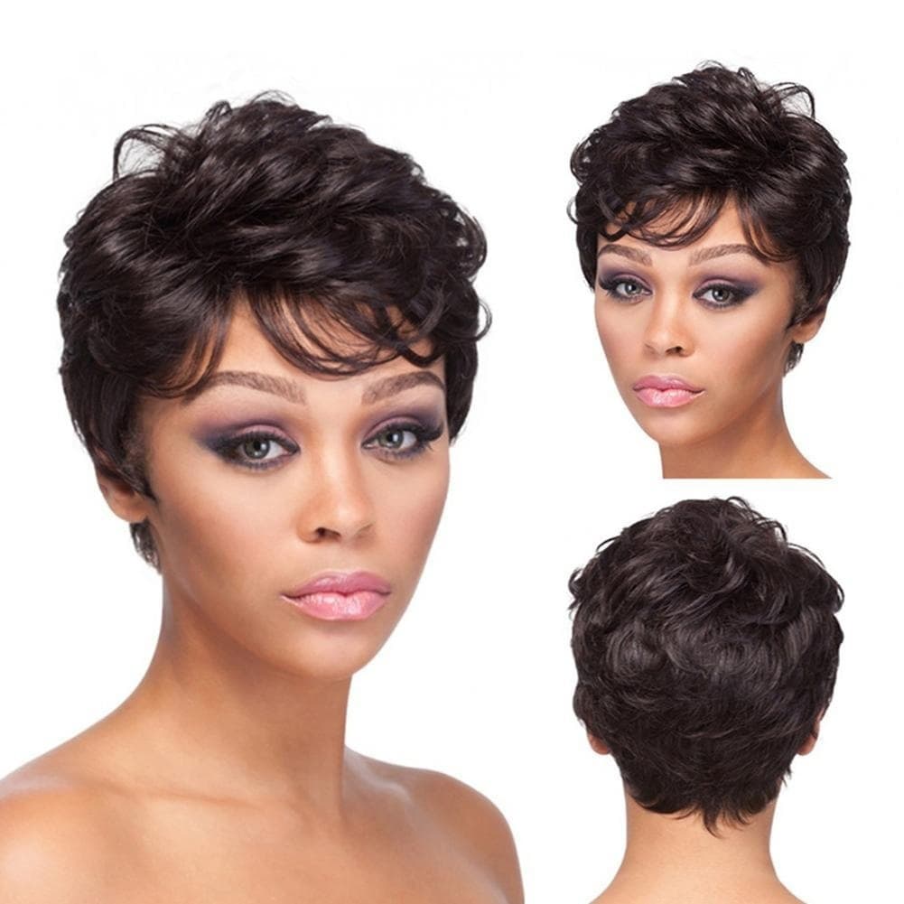 European and American Women's Wig African Small Roll Short Hair Chemical Fiber High Temperature Silk Foreign Trade Cross-border Wig Headgear AliE