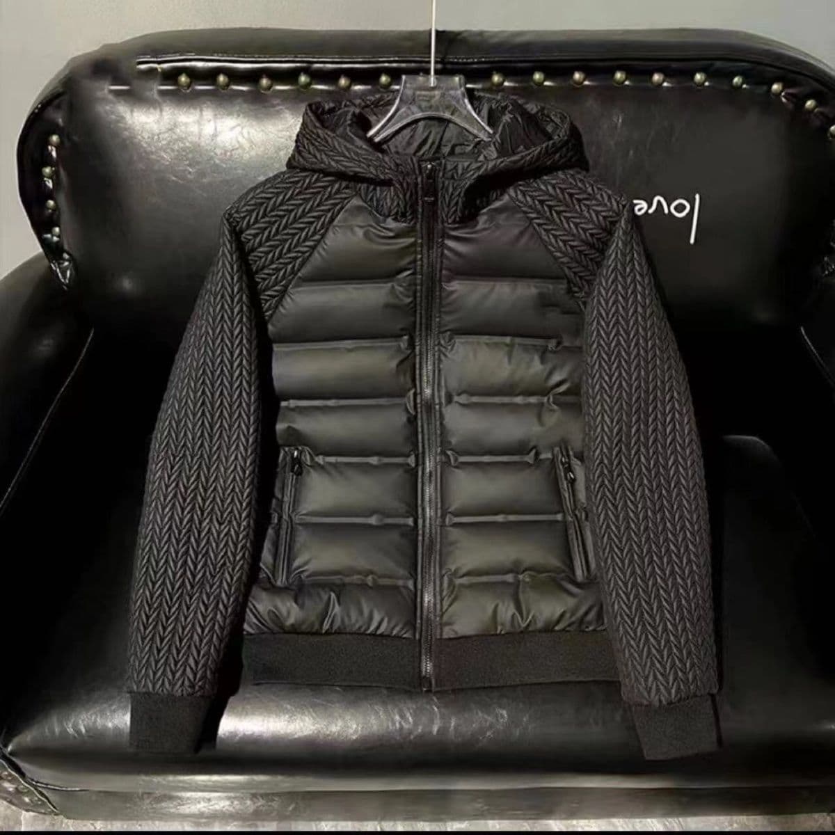 Men's Jacket Winter Patchwork Thickened Fashionable Coat Versatile Wheat Ear Fashion Duck Down Warm Turn-Down Collar