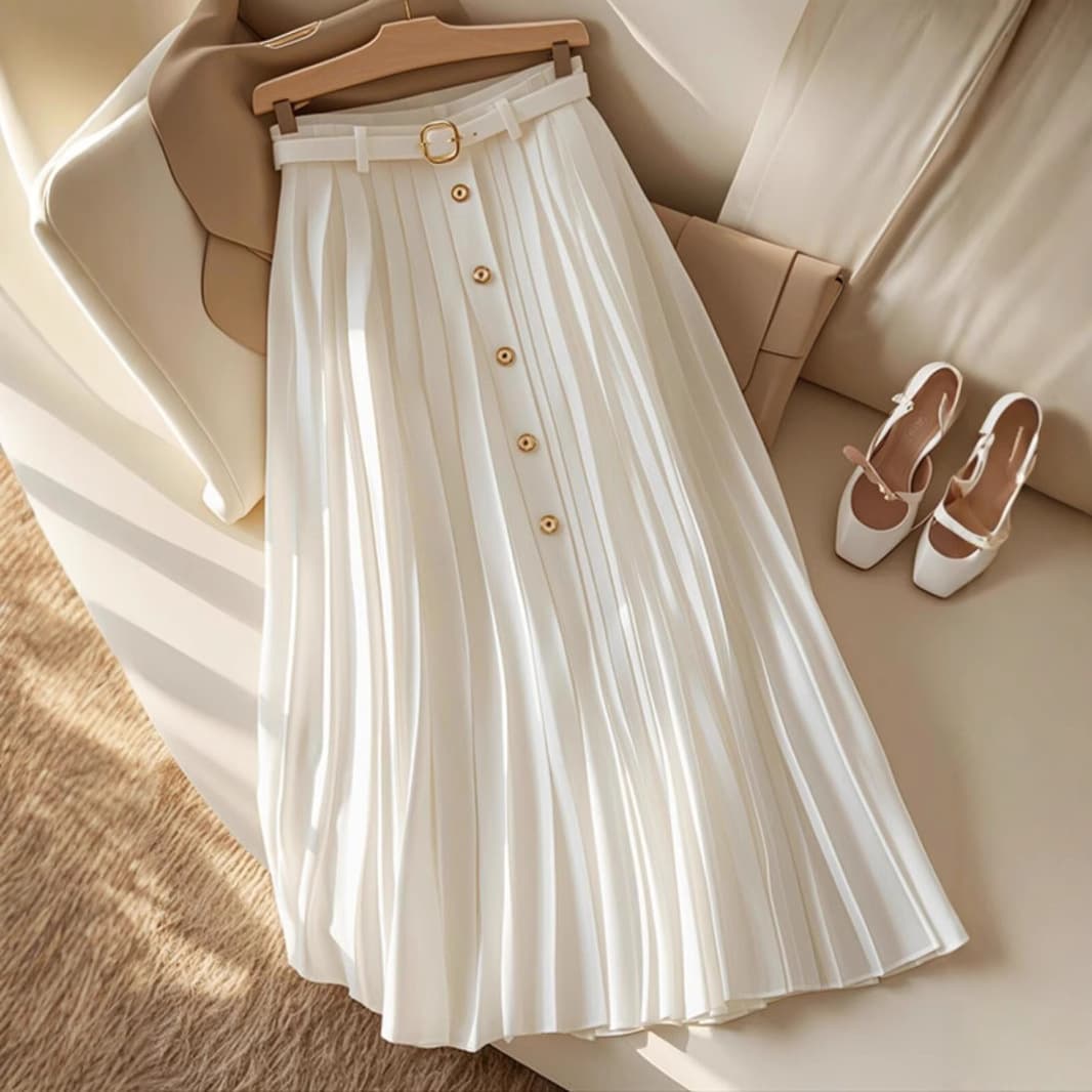 Women's Clothing This Year Popular High End And Beautiful A Line High Waist Skirt Female Pleated Skirt Summer