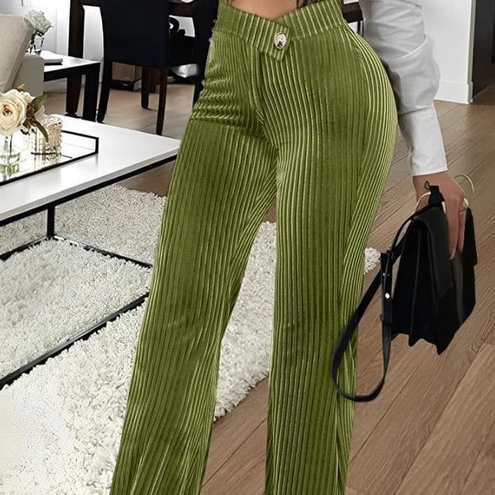 Women's Clothing autumn and winter fashion gold velvet striped casual women's pants