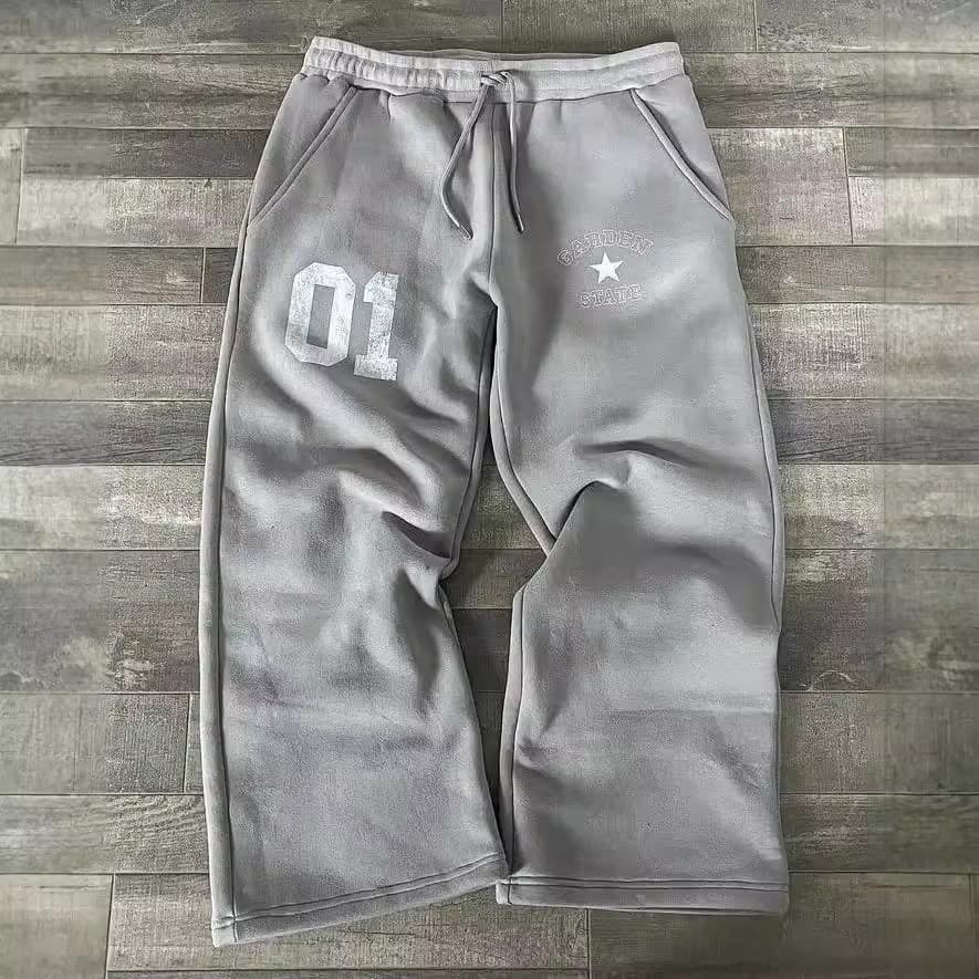 Men's Clothing Fashion Letter Print Printed Trousers Elastic Waist Loose Men And Women Trendy Sweatpants