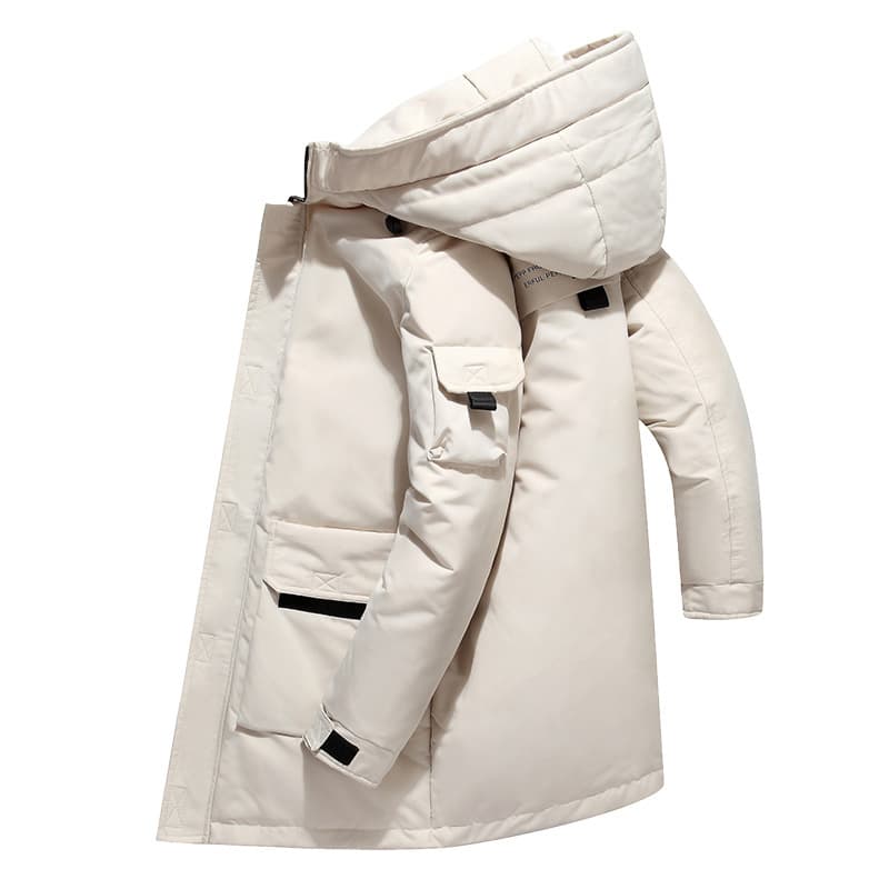 Unisex Winter Thermal Workwear Jacket – Thickened Hooded Coat, Streetwear Style, All-Season Windproof (Black/Beige/Blue/Yellow)