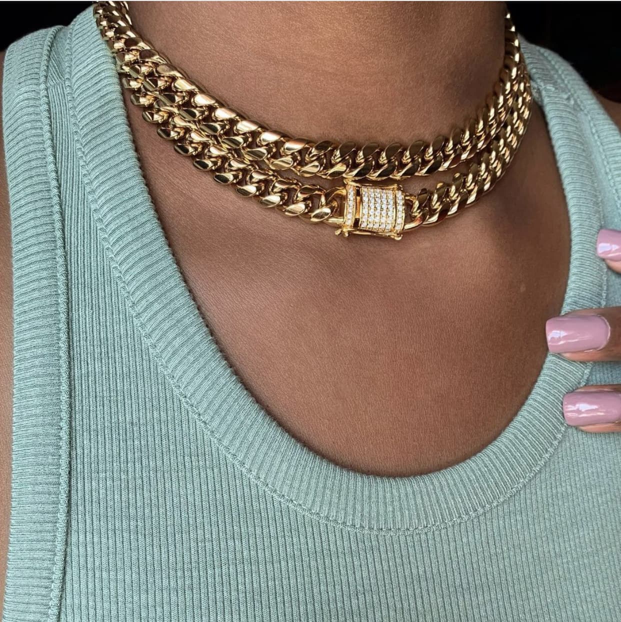 Necklace Women Golden Necklace Pendant Necklace Gold Accessories Hip Hop Cuban Link Fashion Choker Trendy Street Style Snake Bone Chain Hollow Out Ne