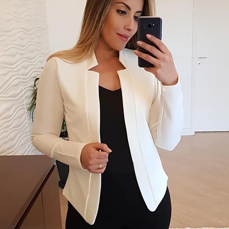 Women's Clothing fashion tops solid color open front jacket small suit