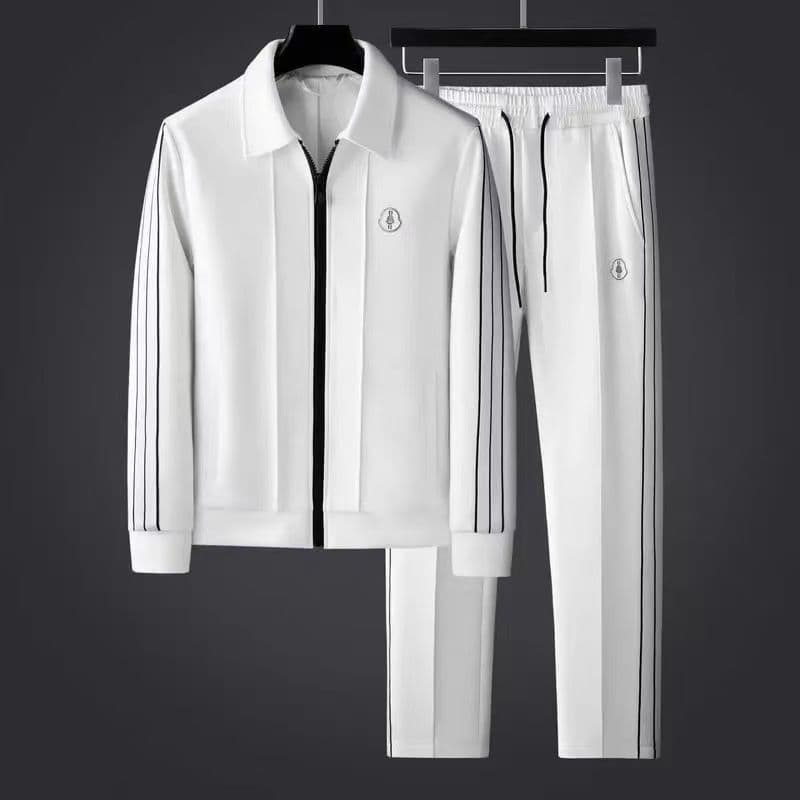 Men's Luxury Streetwear Set – Embroidered Bomber Jacket & Slim Fit Pants (M-4xl) Architectural Silhouette