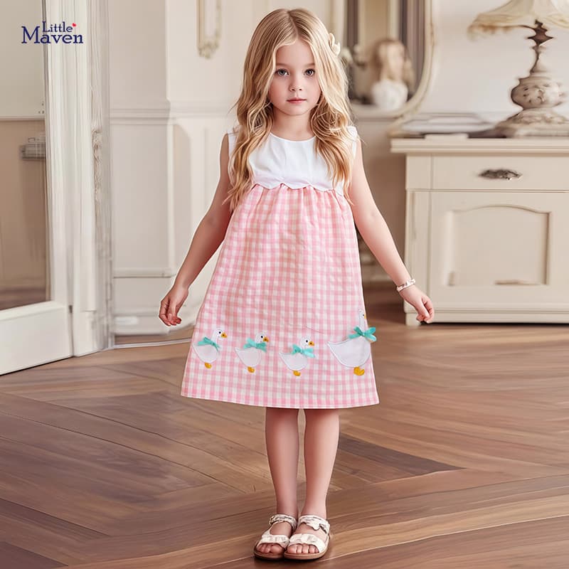 French Elegance Little Maven Girls One Piece Dropshippin Summer New European And American Princess Dress Cute Cotton Children's