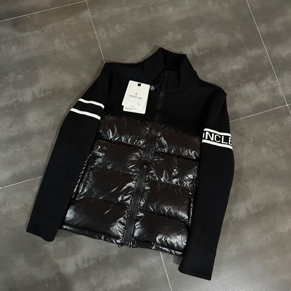Doudoune homme légère de luxe, style français, col montant, sans capuche, patchwork, en maille épaisse, en liquidation.
