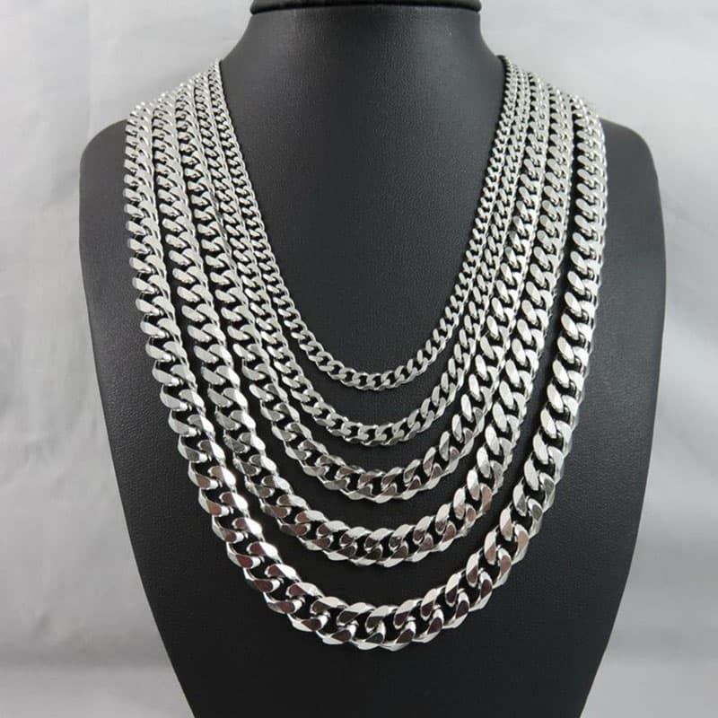 Vintage Lock Chain Mens Stainless Steel 7mm and 9mm Necklace Charm Gifts Long Chain for Unisex Men Punk Classic Jewelry