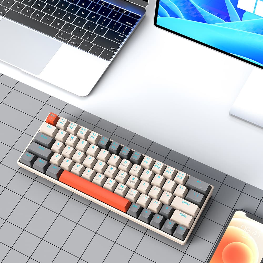 NEW T60 Mechanical Blue Switch 63 Key USB Wired Gaming Keyboard With 18 RGB Lights Effect For Desktop PC Gamer