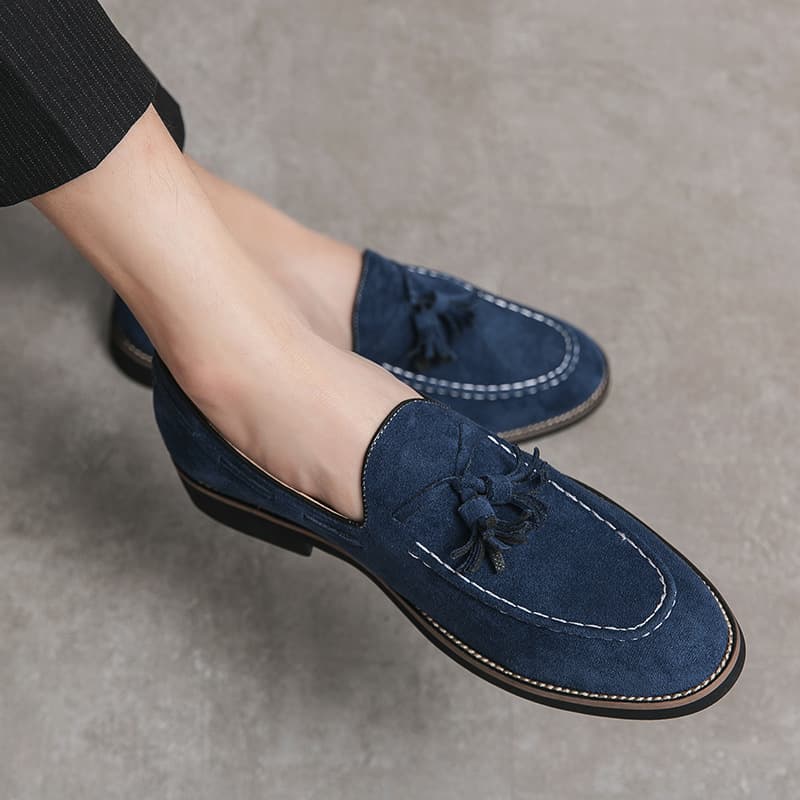 Chaussures décontractées et polyvalentes pour hommes, petites, en cuir velours inversé et haricots, chaussures tendance pour coiffeurs de style br