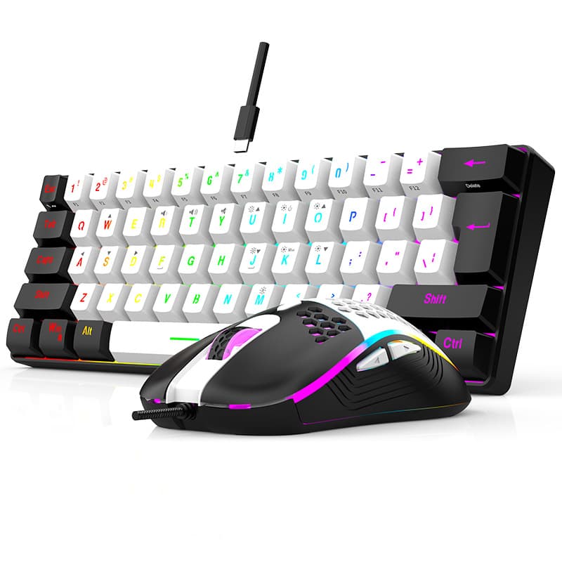 Clavier d'ordinateur portable compact et portable, 61 touches, rétroéclairage RGB, pour le jeu et les affaires.