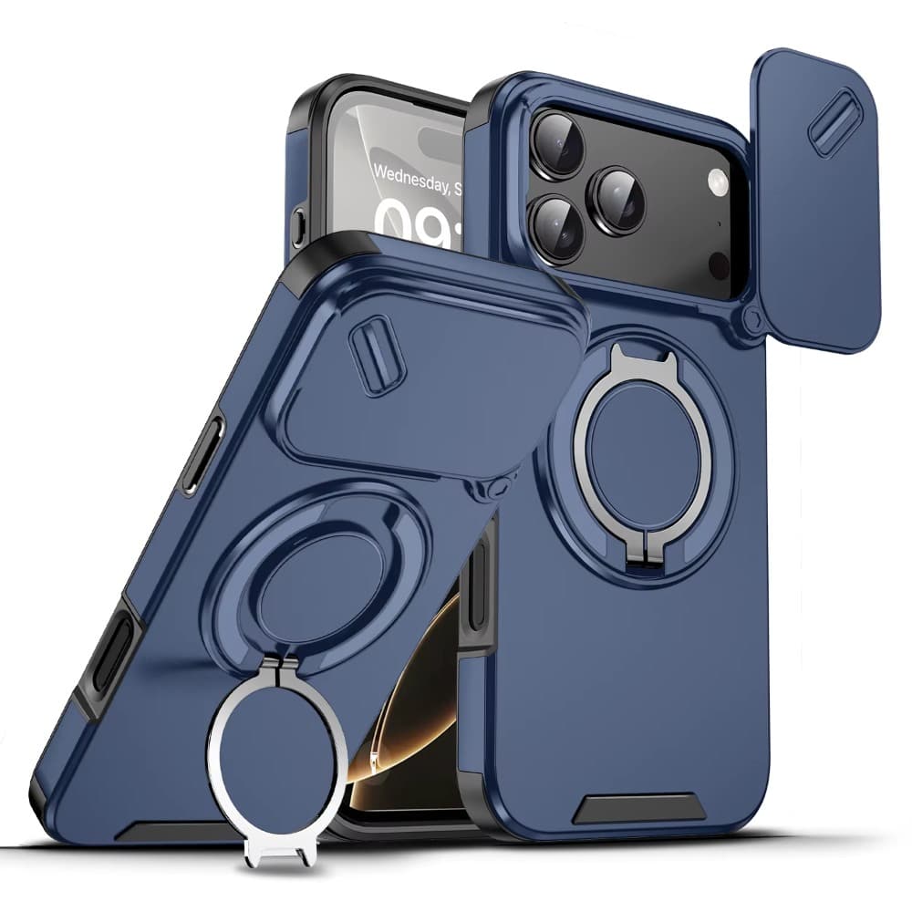 Plastic For Magnetic Phone Case For Iphone 17 Air 16E 16 15 Plus 14 13 12 11 Pro Max Armor Slide Camera