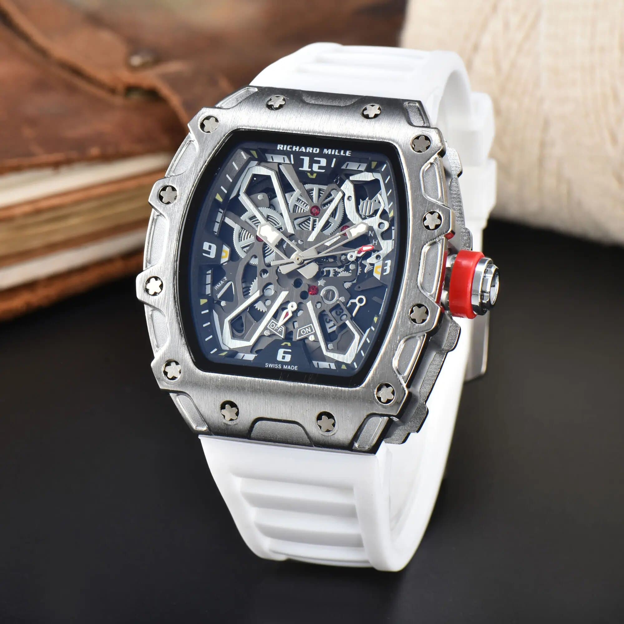 La nouvelle montre chronographe à quartz étanche de la marque de luxe haut de gamme Richard Mille pour hommes, tendance, décontractée, mode, cale