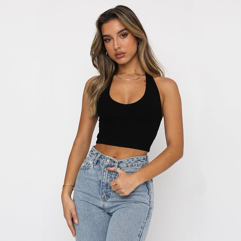 Women's Clothing Slim Short Sleeveless Inner Tops For Women V Neck Backless