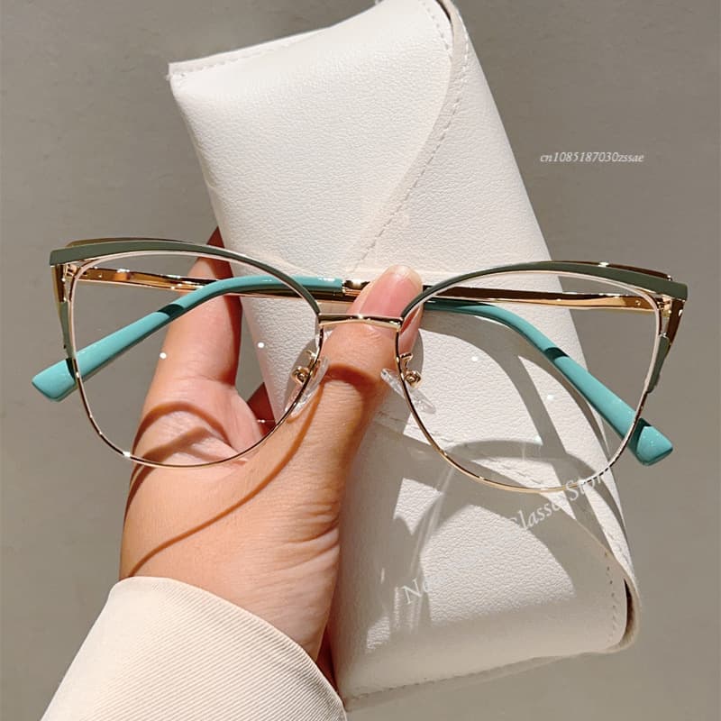 Neue Minimalistische Metall-Anti-Blaulicht-Brille Für Damen, Modische Cat-Eye-Brille, Business-Computerbrille