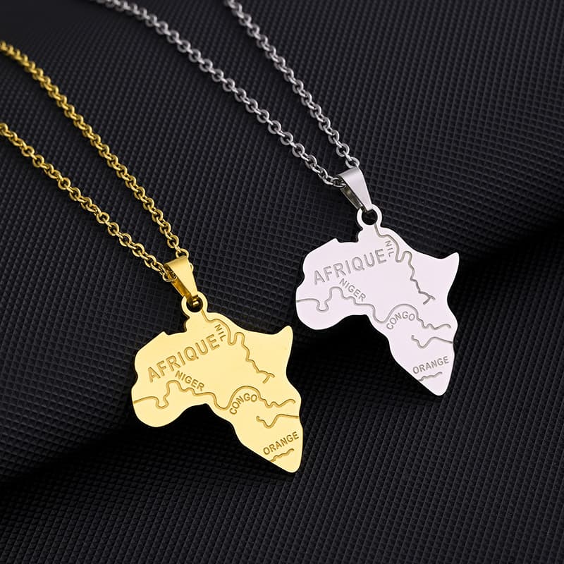 titanium steel pendant Africa map necklace unisex geometric National Style fashion accessories