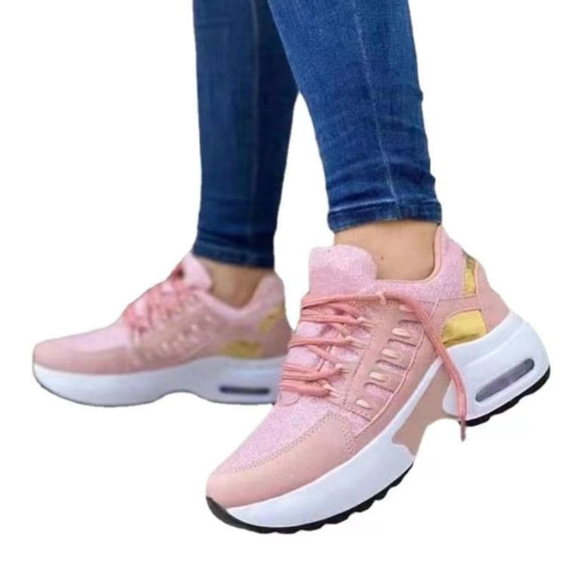2023 dames Baskets À Lacets Talon Compensé Vulcanisé Semelle Épaisse Coussin D'air Décontracté Grande Taille Chaussures Pour Femmes