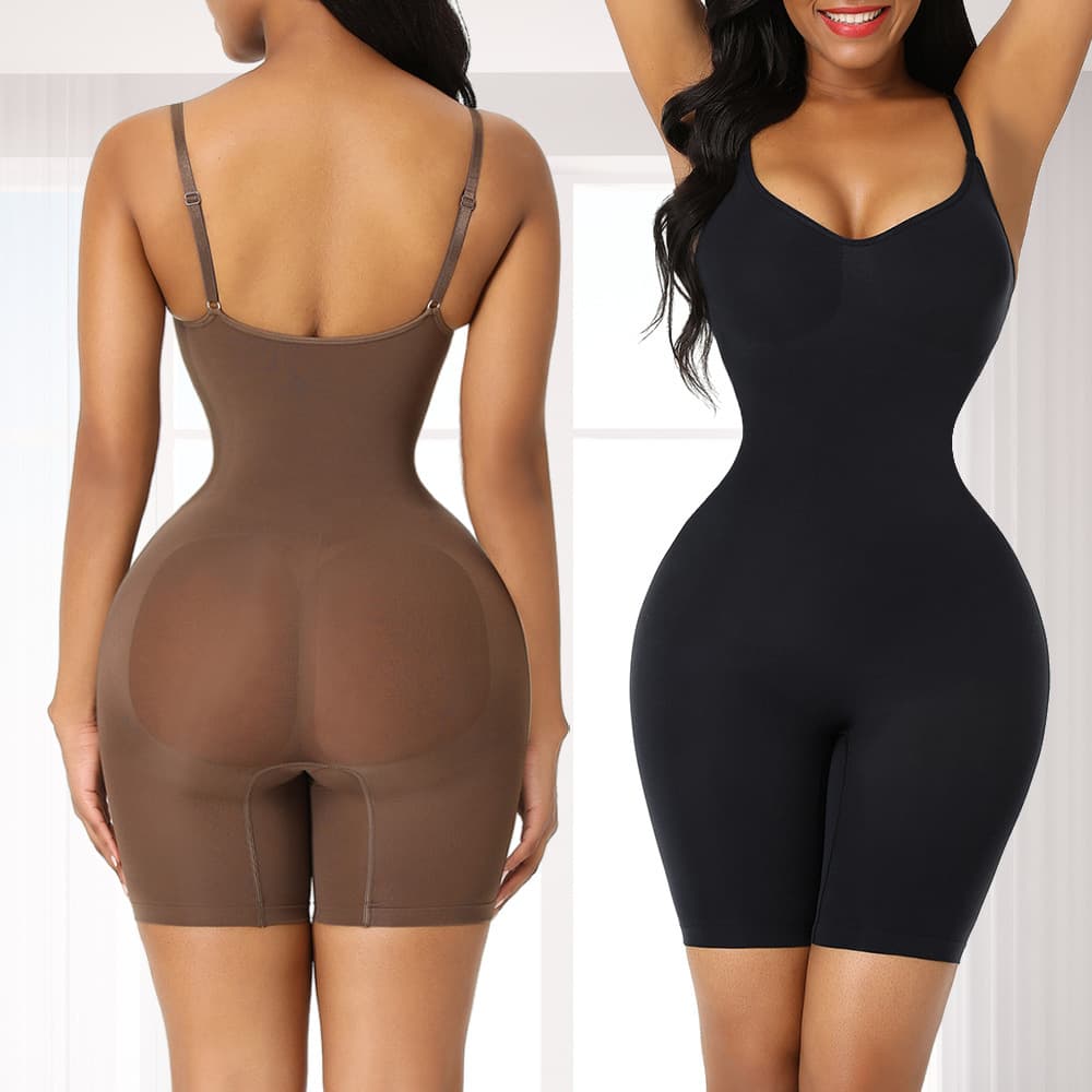 ​​Plus Size Seamless Shapewear Bodysuit - High Waist Tummy Control Thong Panty With Butt Lifting & Strapless Design​​
