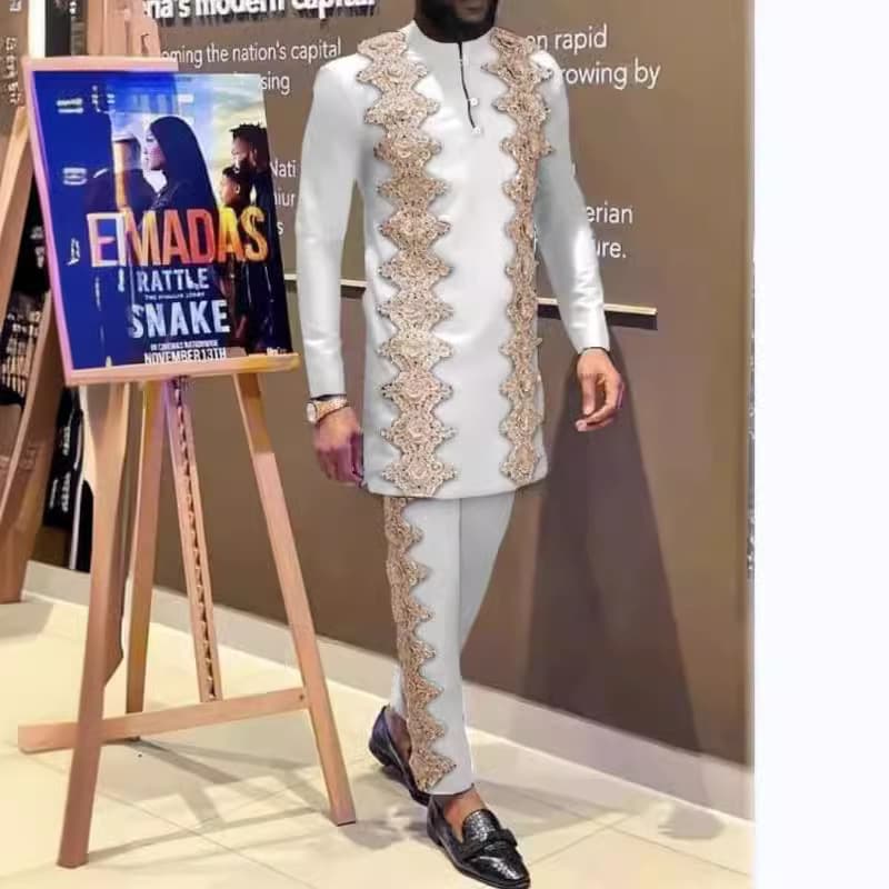 Men's Clothing Ethnic Style Printed Casual Men's Suits