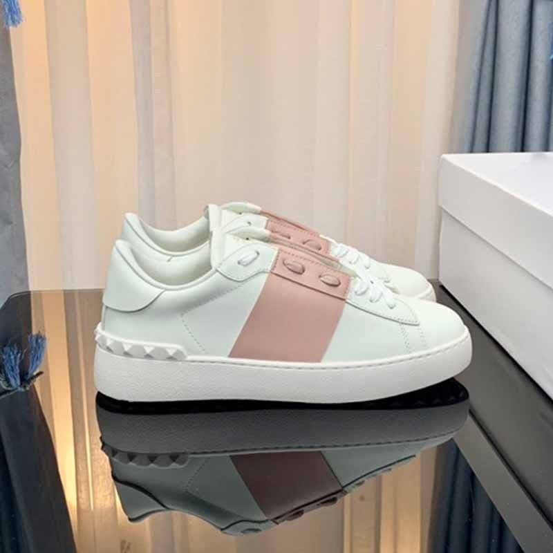 Chaussures de couple à lacets en cuir blanc pour hommes et femmes, nouvelle collection 2024