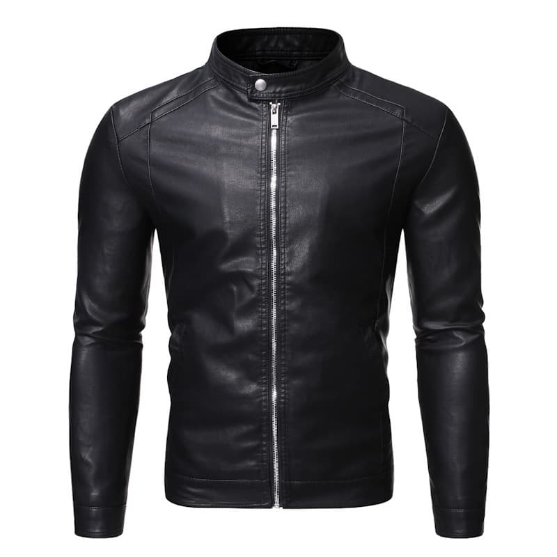 Men's Standing Collar Leather Jacket Autumn Oversized Slim Motorcycle Cycling Suit Winter Thickened PU Leather Work Clothes