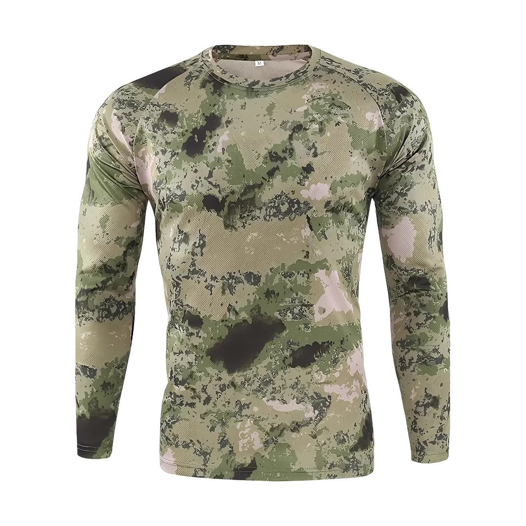 Men's Sports Camouflage Long Sleeve Round Neck Quick Drying Long Sleeve Summer Cycling Clothes Men's T Shirt