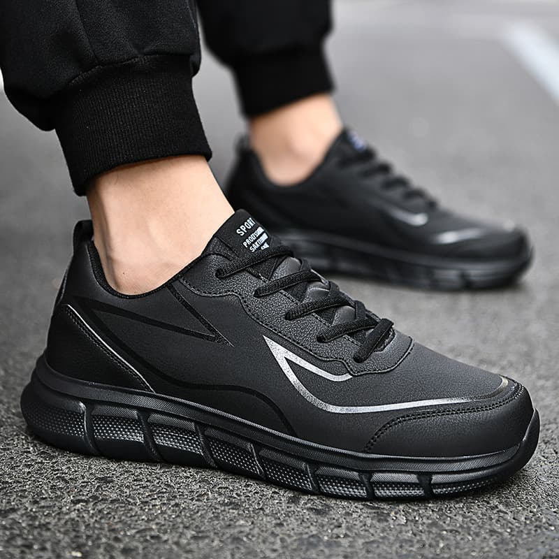Men's new leather lightweight and fleece warm men's shoes
