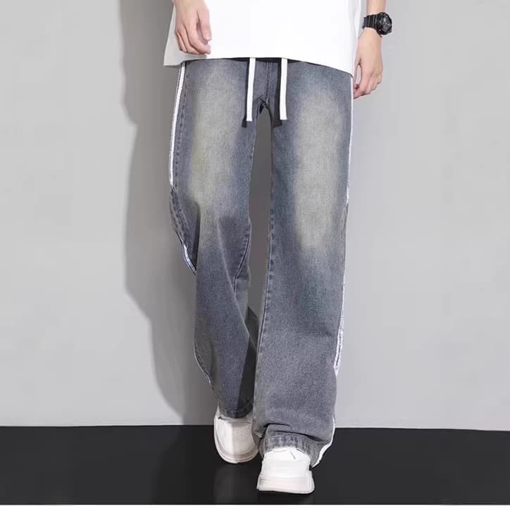 Men's Clothing Straight Leg Wide Leg Pants Trendy American Style Three Stripes Long Trousers New Fashion