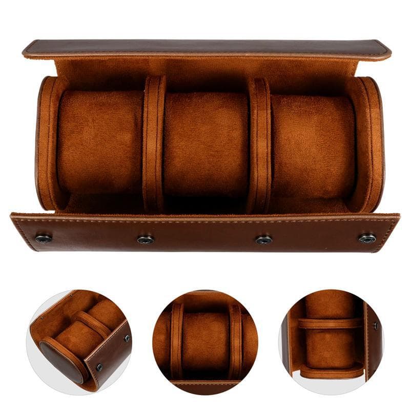 Luxury 3-Slot PU Leather Watch Box - Premium Storage Case For Watches