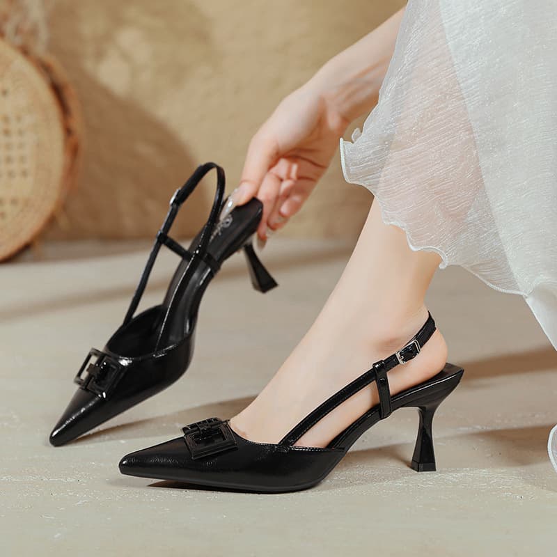 Women's Shoes Summer Large Size Women's Shoes Pointed Toe Slingback Shoes Red High Heels Stilettos