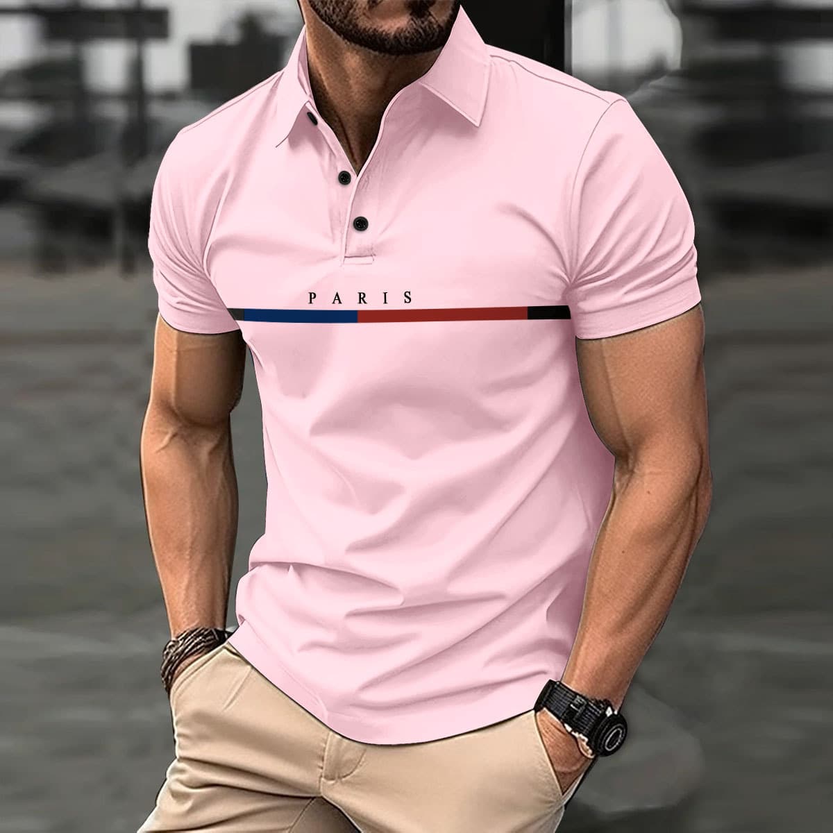 Spring Hot Sale Of The Season Men's Button-Up Polo Shirt Casual Short Sleeve Turn-down Collar Fitted T-shirt Comfortable Spring