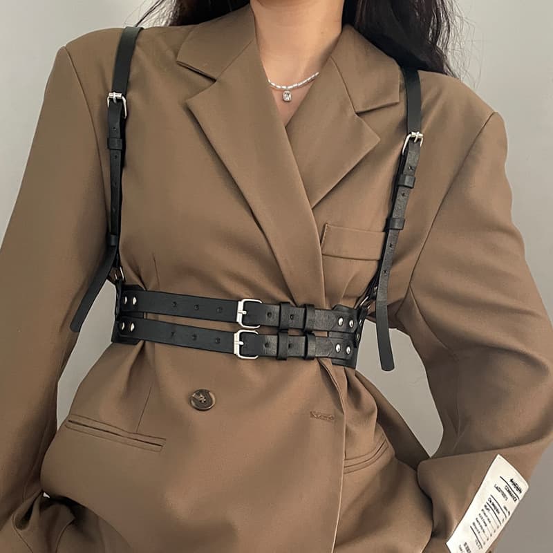 Ceinture porte-jarretelles punk Haruku pour femme, ceinture caraco, vêtement d'extérieur fonctionnel, bretelles de gilet