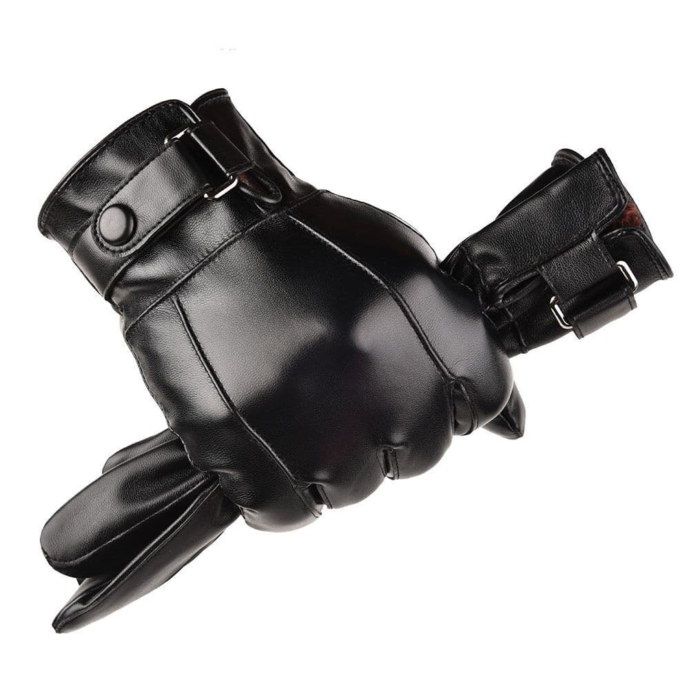 Leather gloves men's winter touch screen thickened warm windproof cold driving motorcycle leather gloves wholesale foreign trade