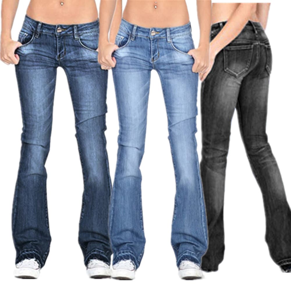 Women's Stretchy Flare Jeans High Waist Bootcut Denim Pants Comfortable Cotton Blend Trousers For Casual Streetwear (Black, Dark Blue, Light Blue)