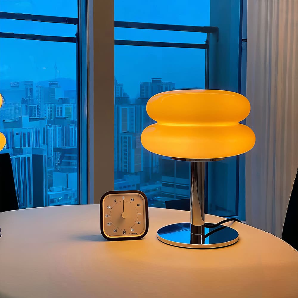 Lampe de table en verre Aron, trichromatique, à intensité variable, idéale pour un salon, une chambre à coucher, une chambre de fille ou une table de chevet.