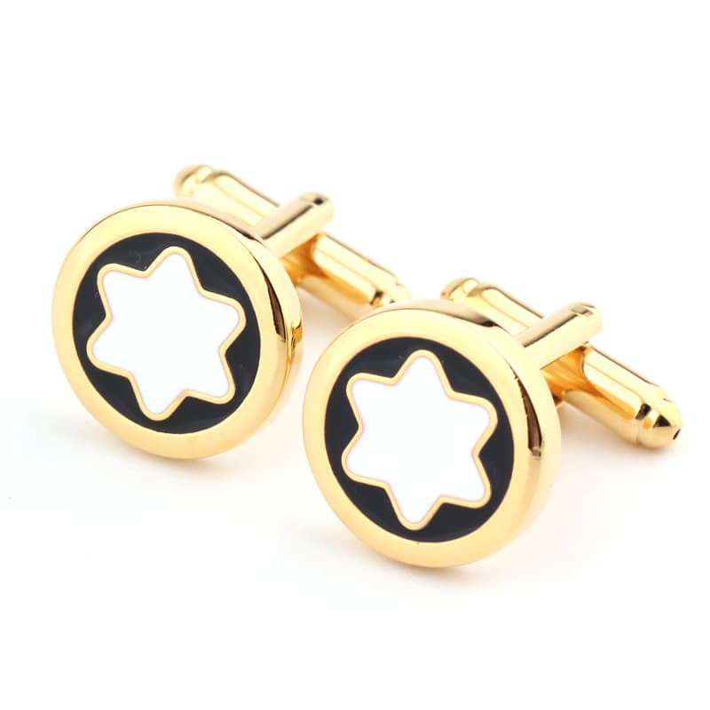 Spot gold round hexagonal star cufflinks business men's French shirt cuffs cuff nails