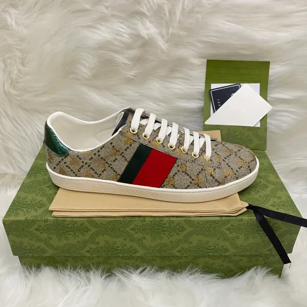 Baskets en cuir de qualité supérieure pour hommes et femmes, chaussures de course à rayures brodées Ace Bee