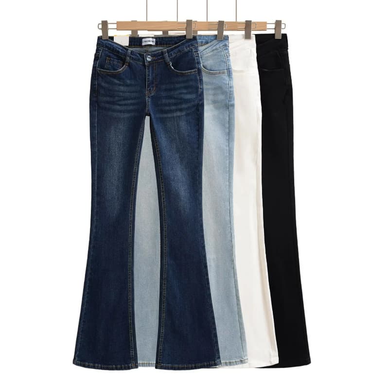 ​​Women's Low-Rise Bootcut Jeans - Vintage Flared Pants For Curvy Hips & Lifted Butt, Black/White/Navy/Light Blue (Xs/S/M/L)​​