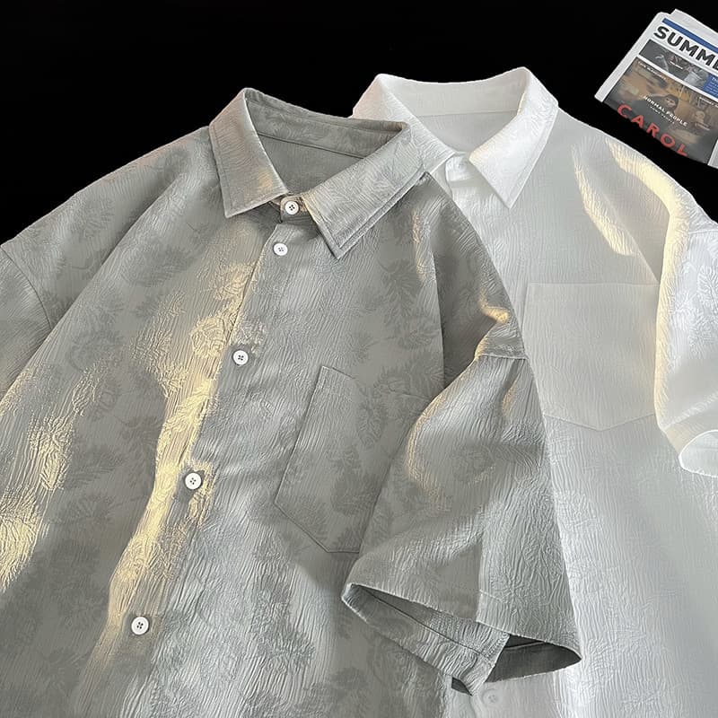 Men's Clothing Cashew flower shirt men's short sleeve summer fashion brand handsome high-end lapel shirt design couple outfit five-point sleeve
