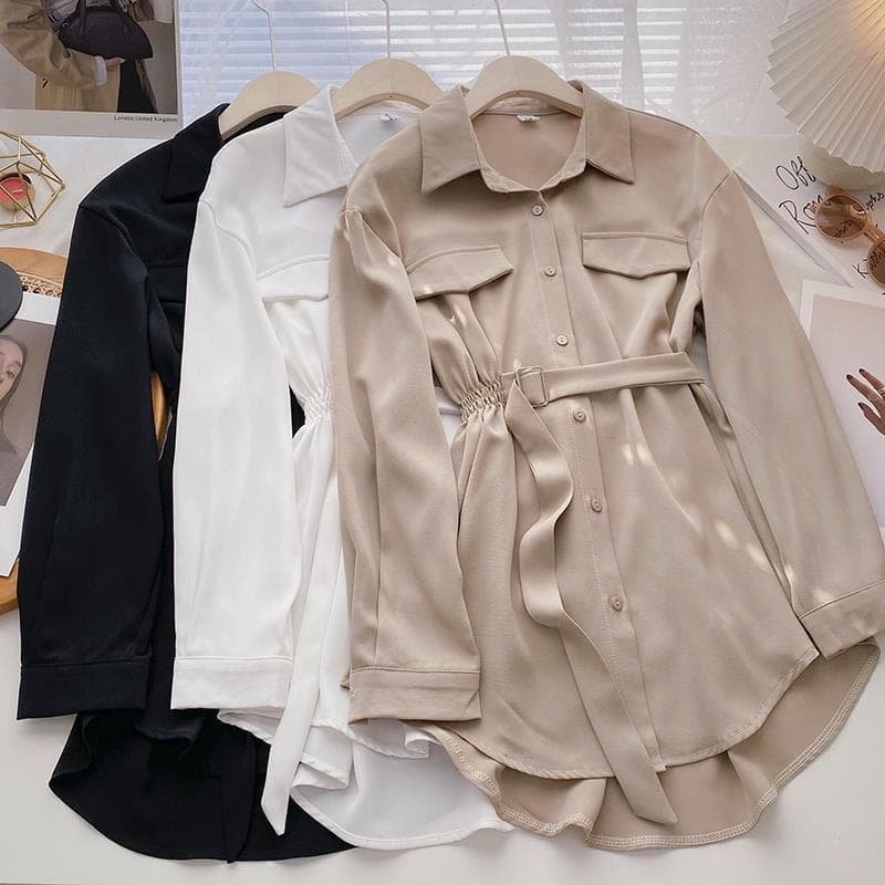 Women's Clothing Long Sleeved Shirt For Women, Slim And Elegant, Mid Length, New Style For Winter, Niche Design, Lace Up Top