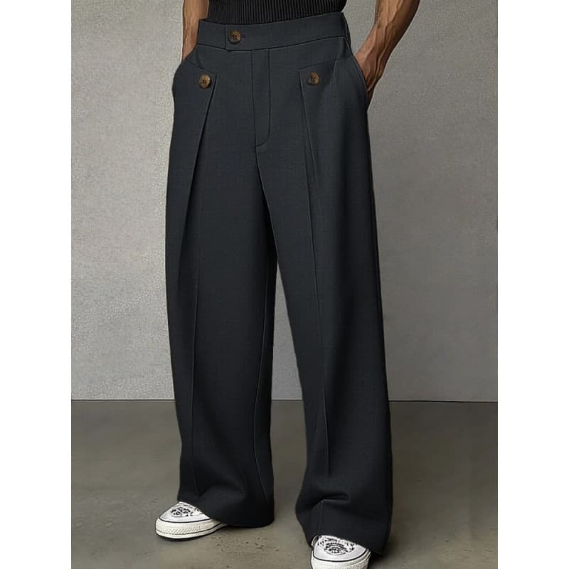 Modern Fit Straight-Cut Dress Pants For Men – Wrinkle-Resistant Polyester Office Trousers