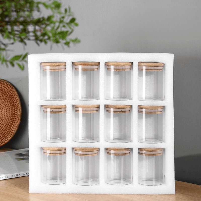 Tea Canister Sealed Container Grain Storage Jar Transparent Glass Bottle Set