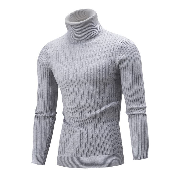 Men's Clothing autumn and winter pullover turtleneck sweater men's twisted long sleeved men's knitted sweater solid color style